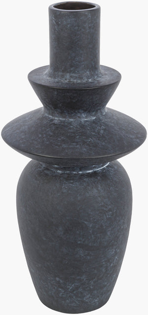 Surya Yagya Decorative Accent Vase - Modern Ceramic Home Decor With Unique Geometric Design, 14"H X 6"W Black Ceramic Yag-004
