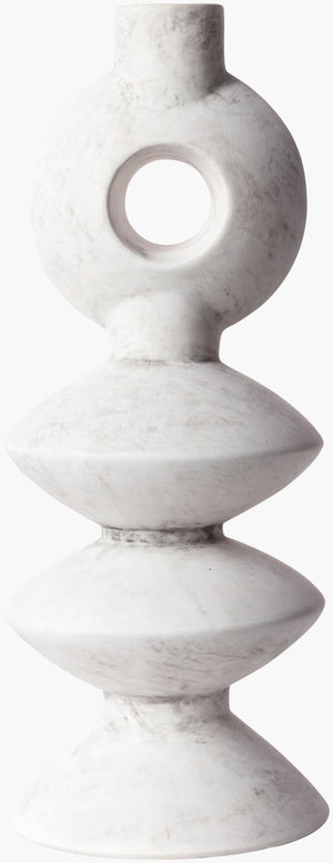 Surya Yagya Decorative Accent Vase - Modern Ceramic Home Decor With Unique Geometric Design, 14"H X 6"W White Ceramic Yag-005