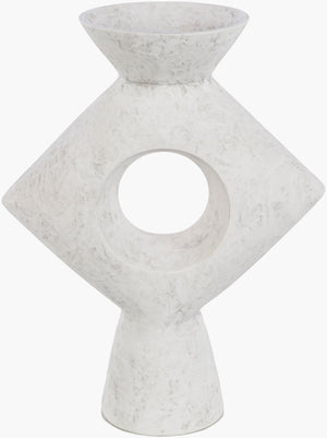 Surya Yagya Decorative Accent Vase - Modern Ceramic Home Decor With Unique Geometric Design, 14"H X 6"W White Ceramic Yag-007
