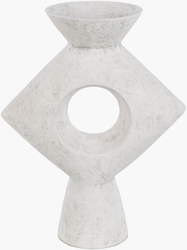 Surya Yagya Decorative Accent Vase - Modern Ceramic Home Decor With Unique Geometric Design, 14"H X 6"W White Ceramic Yag-007