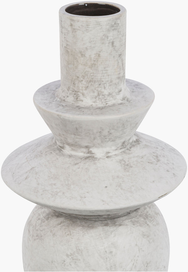 Surya Yagya Decorative Accent Vase - Modern Ceramic Home Decor With Unique Geometric Design, 14"H X 6"W White Ceramic Yag-003