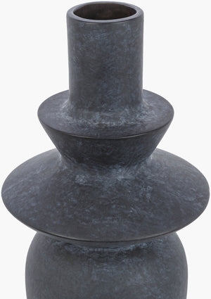 Surya Yagya Decorative Accent Vase - Modern Ceramic Home Decor With Unique Geometric Design, 14"H X 6"W Black Ceramic Yag-004