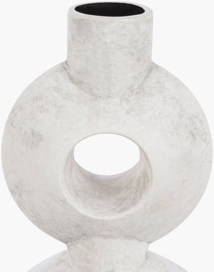 Surya Yagya Decorative Accent Vase - Modern Ceramic Home Decor With Unique Geometric Design, 14"H X 6"W White Ceramic Yag-005