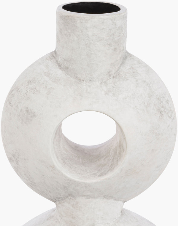 Surya Yagya Decorative Accent Vase - Modern Ceramic Home Decor With Unique Geometric Design, 14"H X 6"W White Ceramic Yag-005