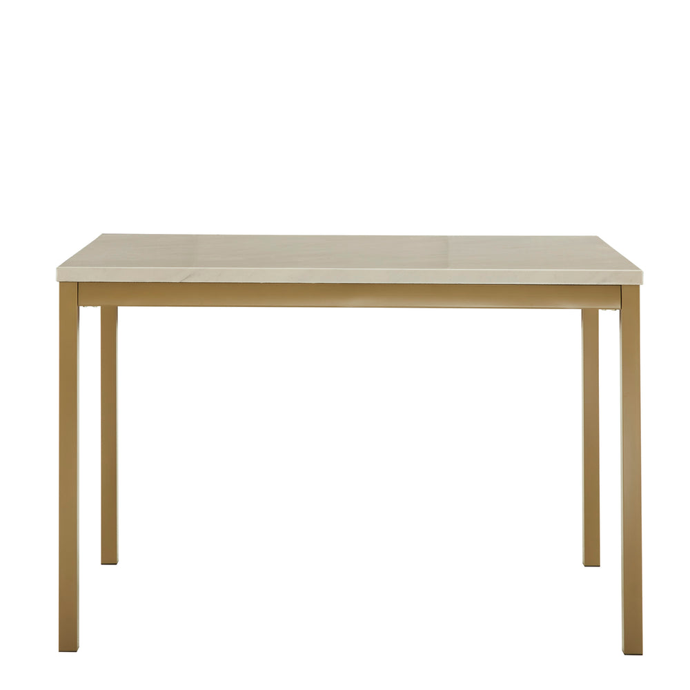 Homelegance By Top-Line Aristos Faux Marble Top and Metal Base Dining Table Gold Marble