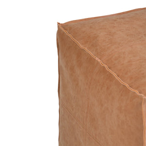 English Elm Brody Square Pouf - Handcrafted Distressed Light Brown Faux Leather Accent For Modern Living Spaces B136P159279