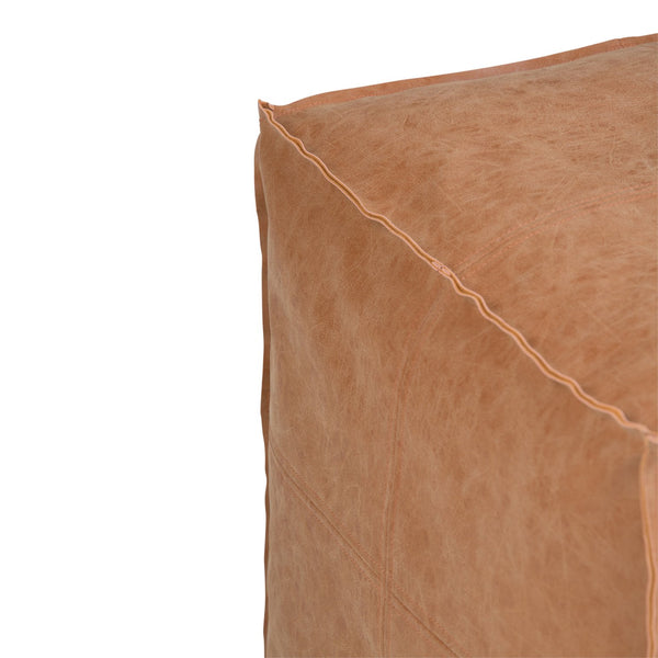 English Elm Brody Square Pouf - Handcrafted Distressed Light Brown Faux Leather Accent For Modern Living Spaces B136P159279