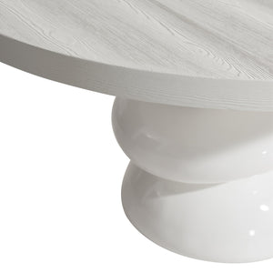 Bernhardt Bernhardt Navar Round Pine-Veneer Dining Table With Sculptural Glossy Faux-Stone Pedestal, Seats 6 Comfortably K1866