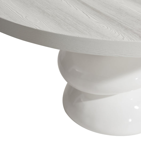 Bernhardt Bernhardt Navar Round Pine-Veneer Dining Table With Sculptural Glossy Faux-Stone Pedestal, Seats 6 Comfortably K1866