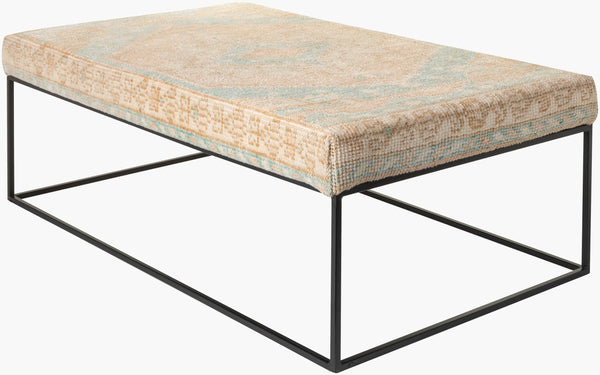 Surya Yalova Luxurious 18"H X 50"W X 30"D Hand-knotted Bench - Durable, Stylish & Easy To Maintain Furniture Upholstery, Light Beige Wool,Cotton,Iron,Foam,Dacron Yal-002