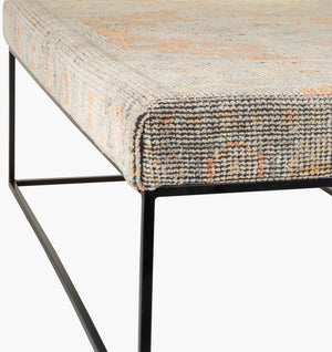 Surya Yalova Luxurious 18"H X 50"W X 30"D Hand-knotted Bench - Durable, Stylish & Easy To Maintain Furniture Upholstery, Charcoal Wool,Cotton,Iron,Foam,Dacron Yal-001