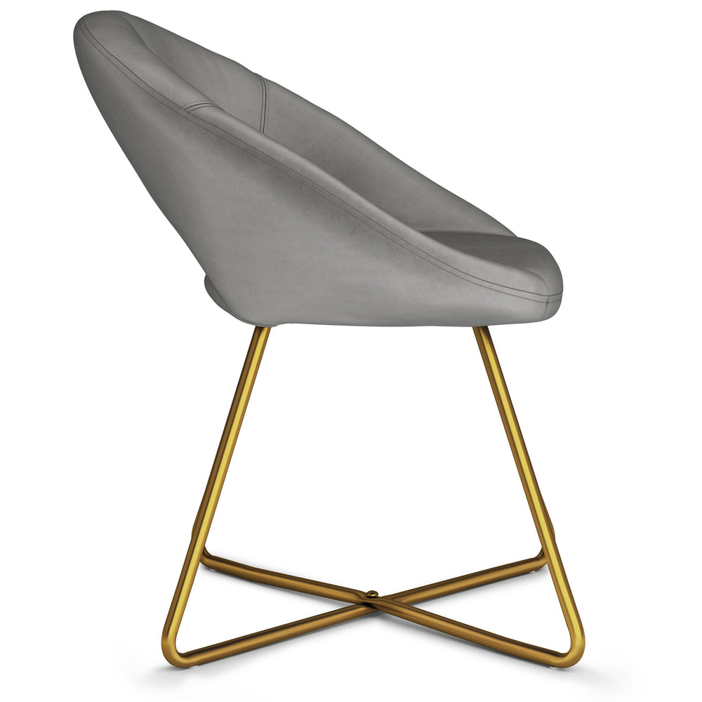 English Elm Barrett Velvet Accent Chair in Grey with Curved Back, Deep Seat & Gold Metal Base — Modern Comfort (96) B136P158469