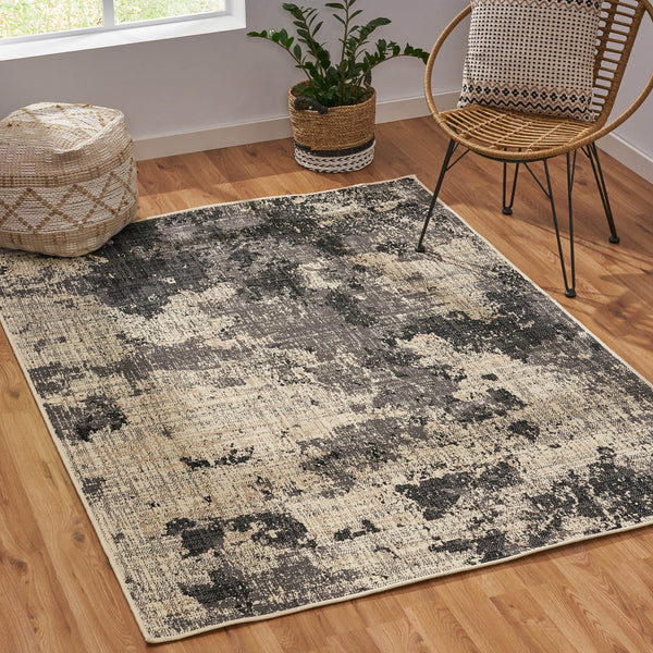 English Elm Christopher Knight Home® - 5'3"x7' Handcrafted Polypropylene Rug in Black & Ivory - 4mm Pile, Durable, No Assembly Needed 72354.00