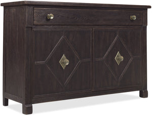 Hooker Furniture Driftwood Hall Chest With Buckboard Finish, Diamond-Motif Doors, Soft-Close Drawer & Storage Blacks 6820-85005-99