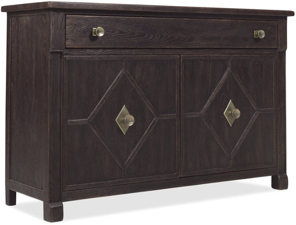 Hooker Furniture Driftwood Hall Chest With Buckboard Finish, Diamond-Motif Doors, Soft-Close Drawer & Storage Blacks 6820-85005-99