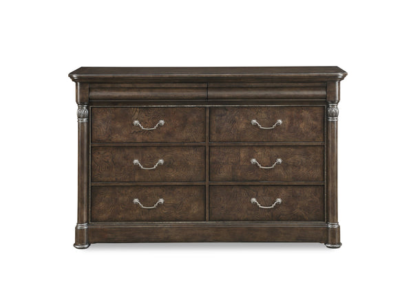 A.R.T. Furniture Landmark Double Dresser In Smoked Tenebre Finish - Elegant Hickory & Oak With Jewelry Drawers Brown, Brown Material, Hickory And Oak Veneers 256130-2316