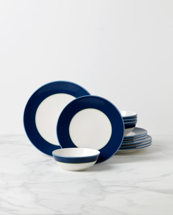 Lenox Kate Spade Make It Pop 12-Piece Dinnerware Set Blue, NAVY PORCELAIN 895092