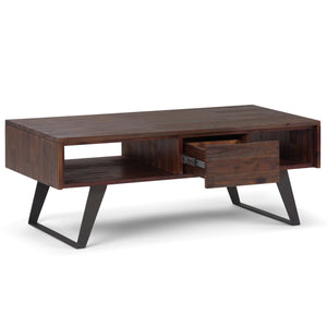 English Elm Lowry Coffee Table - Handcrafted Distressed Charcoal Brown With Modern Industrial Design & Storage B136P158845
