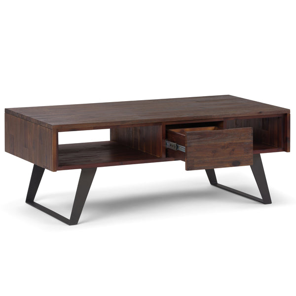English Elm Lowry Coffee Table - Handcrafted Distressed Charcoal Brown With Modern Industrial Design & Storage B136P158845