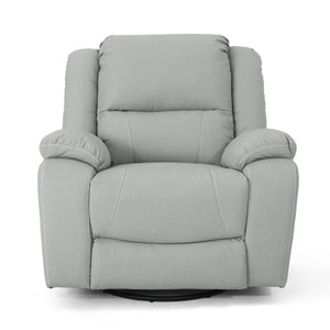 English Elm Christopher Knight Home® - 39" Wide Faux Leather Manual Swivel Recliner with 360° Rotation, Multi-Angle Comfort and Durable PU Finish LIGHT GREY 62814.00LGRY