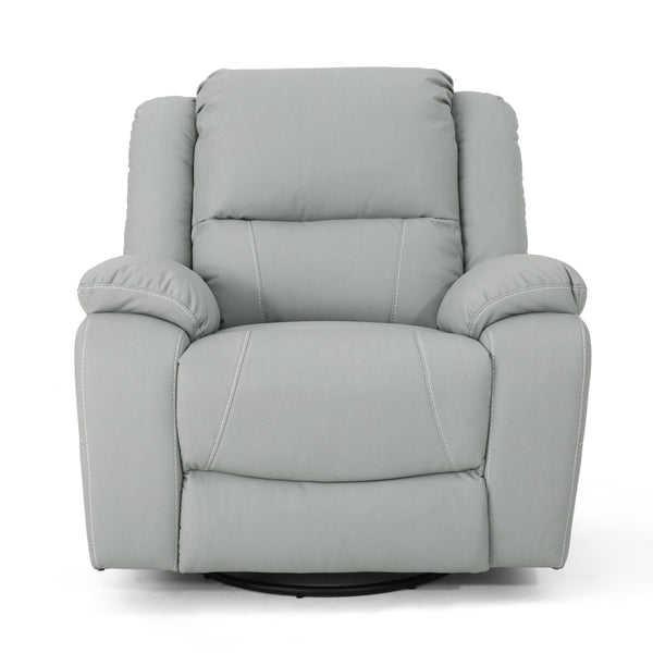 English Elm Christopher Knight Home® - 39" Wide Faux Leather Manual Swivel Recliner with 360° Rotation, Multi-Angle Comfort and Durable PU Finish LIGHT GREY 62814.00LGRY