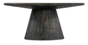 Hooker Furniture Commerce Arness Cocktail Table — Solid Mango Wood Round Pedestal, Rustic Global Charm, Unique Grain Finish Black 7228-80072-89