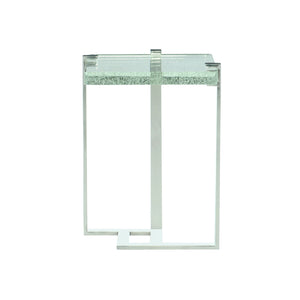 Bernhardt Bernhardt Asymmetrical Mott End Table With Bubble Glass Top & Polished Stainless Steel Base, 23" 372123