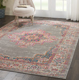 Nourison Passion PSN03 Machine Made Power-loomed Ornamental Border Indoor Only Bohemian Vintage Rug Grey, Grey 100% Polypropylene 99446397843