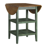 Homelegance By Top-Line Theordore Antique Finish 2 Side Drop Leaf Round Counter Height Table Sage Rubberwood