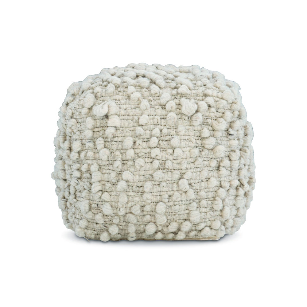 Bernhardt Bernhardt Kai Hand‑Loomed Wool Ottoman — Sculptural 18" Square Footstool, Textured Neutral Accent N1231O