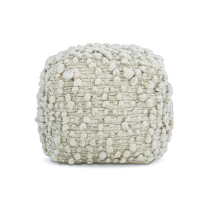 Bernhardt Bernhardt Kai Hand‑Loomed Wool Ottoman — Sculptural 18" Square Footstool, Textured Neutral Accent N1231O