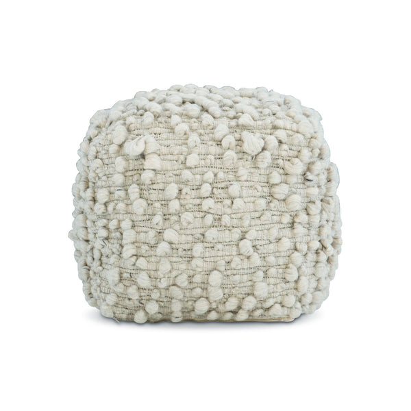 Bernhardt Bernhardt Kai Hand‑Loomed Wool Ottoman — Sculptural 18" Square Footstool, Textured Neutral Accent N1231O