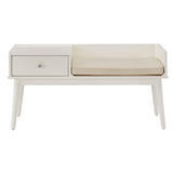 Homelegance By Top-Line Aeron 1-Drawer Cushioned Entryway Bench White Rubberwood