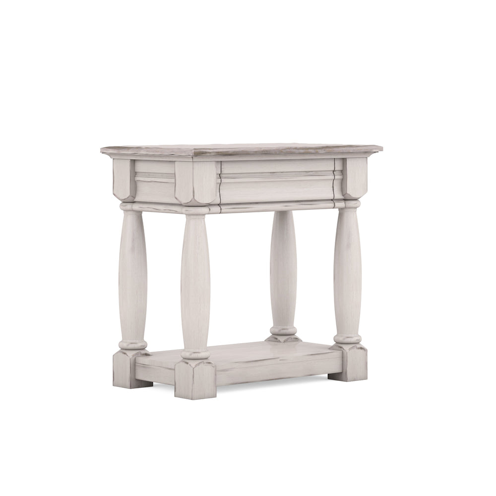 A.R.T. Furniture Alcove Night Table In Belgian Ivory - Vintage Charm With Hidden Drawer And Plinth Shelf Design White Acacia Solids,Maple Veneers,Metal 321141-2817