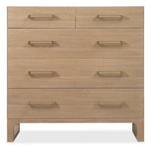 Hooker Furniture Banyon Five Drawer Dresser In Desert Oak With Cedar-Lined Bottom, Jewelry Tray & Brushed Brass Pulls 6081-90001-82