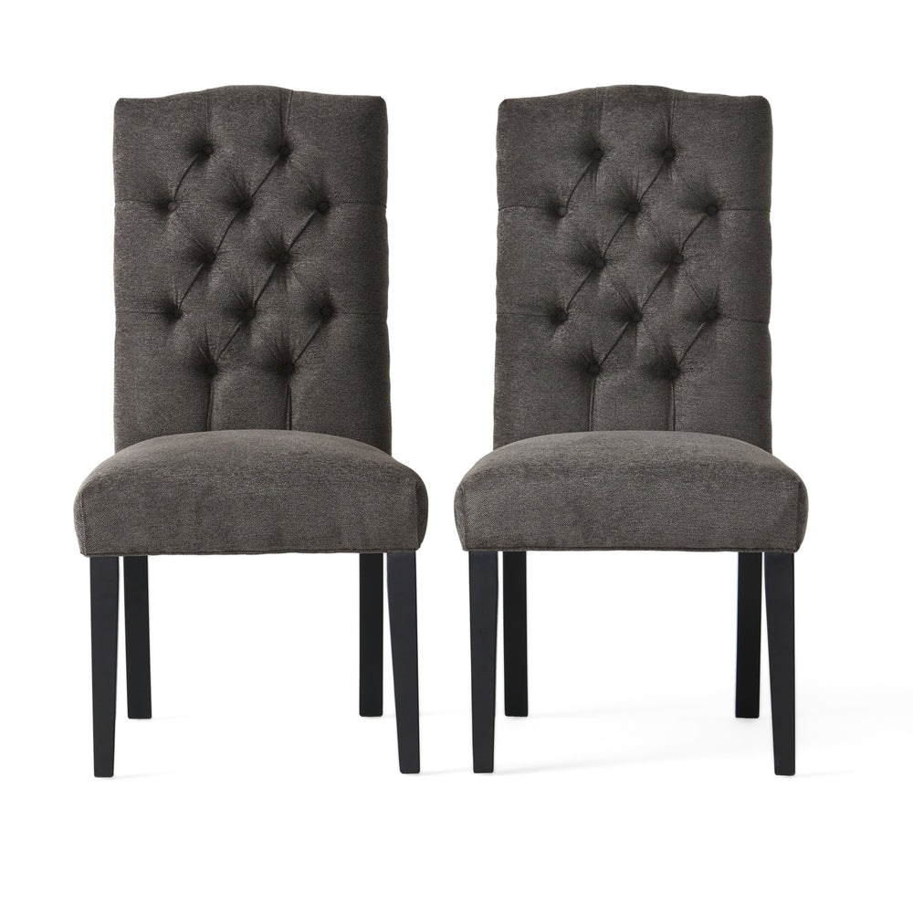 English Elm Harriet Tufted Crown Back Upholstered Dining Chairs Set of Two Formal Elegance 52322.00DGRY
