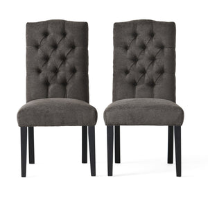 English Elm Harriet Tufted Crown Back Upholstered Dining Chairs Set of Two Formal Elegance 52322.00DGRY