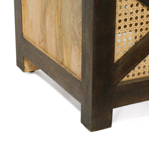 English Elm Christopher Knight Home® - 16" Mango Wood & Woven Rattan Stool — Handcrafted Boho Ottoman Side Table with Cane Wicker Accent, Durable 71750.00