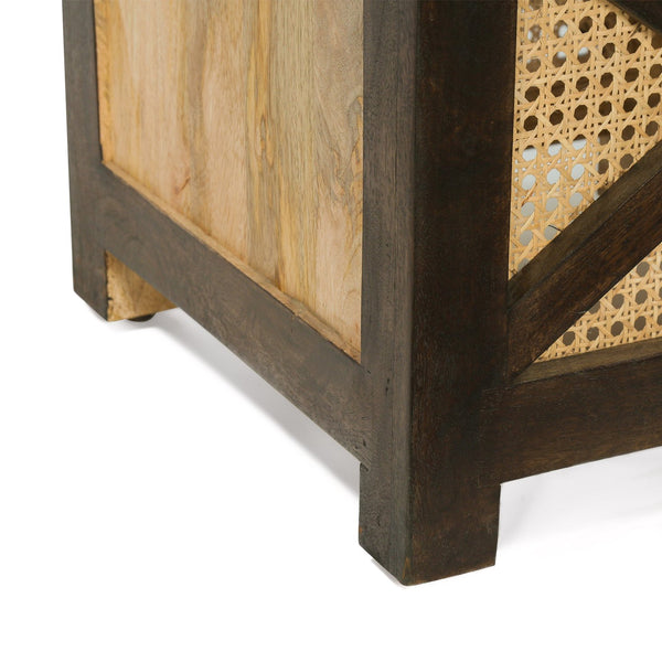 English Elm Christopher Knight Home® - 16" Mango Wood & Woven Rattan Stool — Handcrafted Boho Ottoman Side Table with Cane Wicker Accent, Durable 71750.00