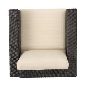 English Elm Christopher Knight Home® - SANTA SANTA ROSA CLUB CHAIR KD — Weatherproof Faux Rattan, Aluminum Frame, Water‑Resistant Cushion Comfort Multi 57470.00ALUMBRN