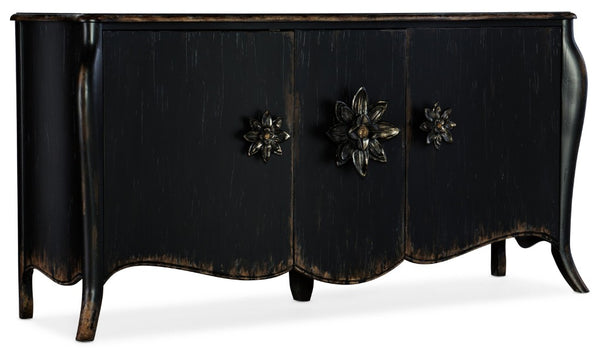 Hooker Furniture Sanctuary Porte Noir Three-Door Buffet With Cabriole Legs, Soft-Close Doors & Ventilated Back Panel 5845-75900-99