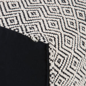 English Elm Brynn Square Pouf Upholstered Black & Natural Handwoven Cotton, Supportive Polystyrene Fill (18") B136P159273