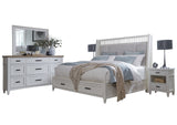 Parker House Americana Modern Bedroom Queen Shelter Bed 2 Nightstands And Dresser With Mirror White Poplar Solid,Birch Veneers Bame-5pc-1250-dmn2