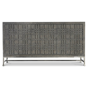 Bernhardt Bernhardt Tribeca Buffet With Geometric Raised Doors, Dark Tadon Oak & Textured Steel Base, 64.5" 333134