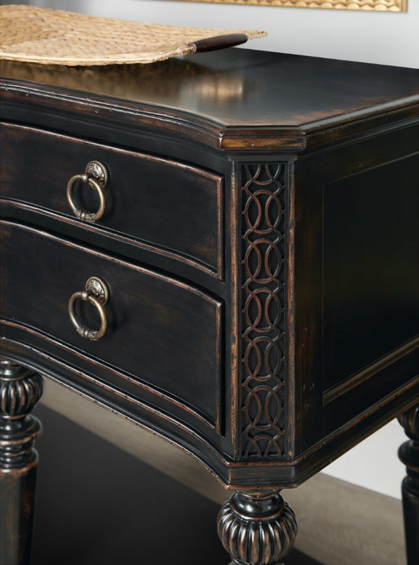 Hooker Furniture Charleston Black Cherry Five-Drawer Server With Carved Legs, Fretwork & Felt-Lined Silverware Tray (98) 6750-75907-97