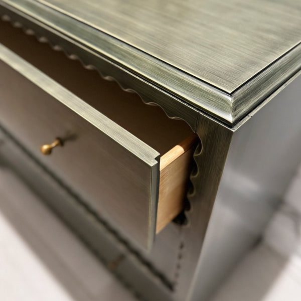 A.R.T. Furniture Harbor Accent Chest in Weathered Sage Green - Rustic Charm with Scalloped Trim & Three Drawers 338397-2718