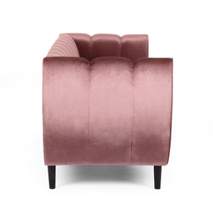 English Elm Miranda Channel Stitch Velvet Sofa Glam Living Room Seating with Tapered Birch Legs Blush 68604.00ABLSH_68604.00BBLSH