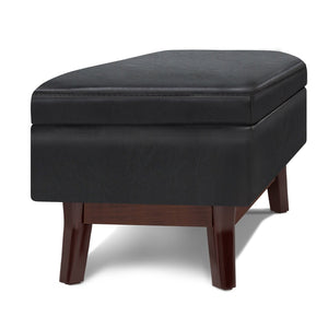 English Elm Owen Rectangular Storage Ottoman - Stylish Midnight Black Faux Leather For Modern Living Spaces B136P159179-GIGA