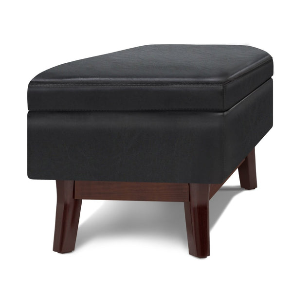 English Elm Owen Rectangular Storage Ottoman - Stylish Midnight Black Faux Leather For Modern Living Spaces B136P159179-GIGA