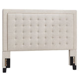 Homelegance By Top-Line Sinead Square Button-Tufted Upholstered Headboard Beige Linen